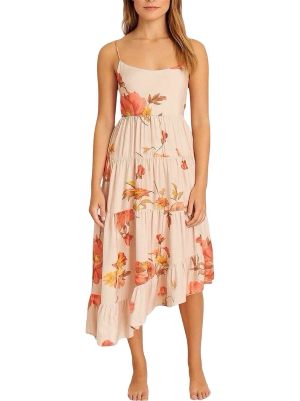 unsubscribed 100% Silk Asymmetrical Dress - Heathered Rose - Size 6